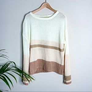 MYSTREE ASYMMETRICAL STRIPE BELL SLEEVE SWEATER